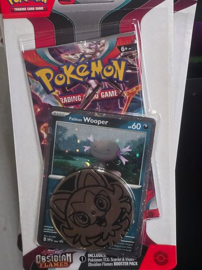 Pokemon Trading Card blister Booster Pack With Paidean Wooper Card And Coin x1