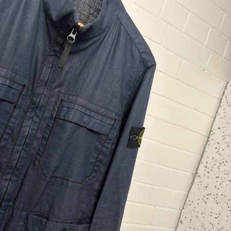 Stone Island Navy Lino Resinato Jacket image 2