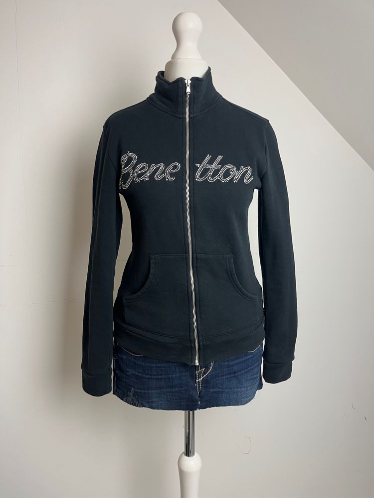 Benetton black diamanté zip up 