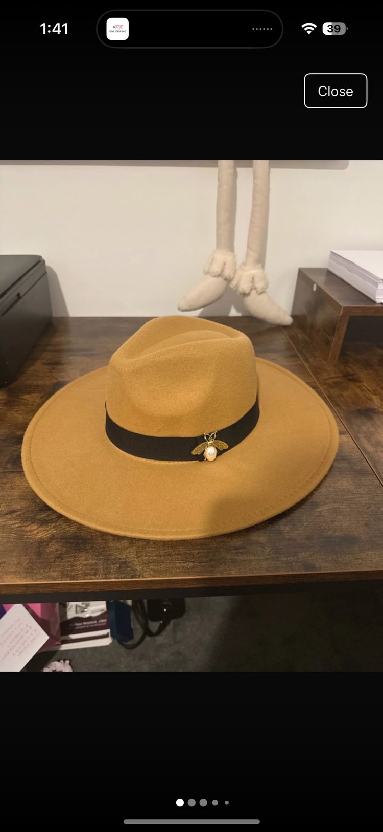 Other brown wide-brim hat with black band and charm product image