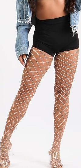 White Fishnet Tights obraz 2