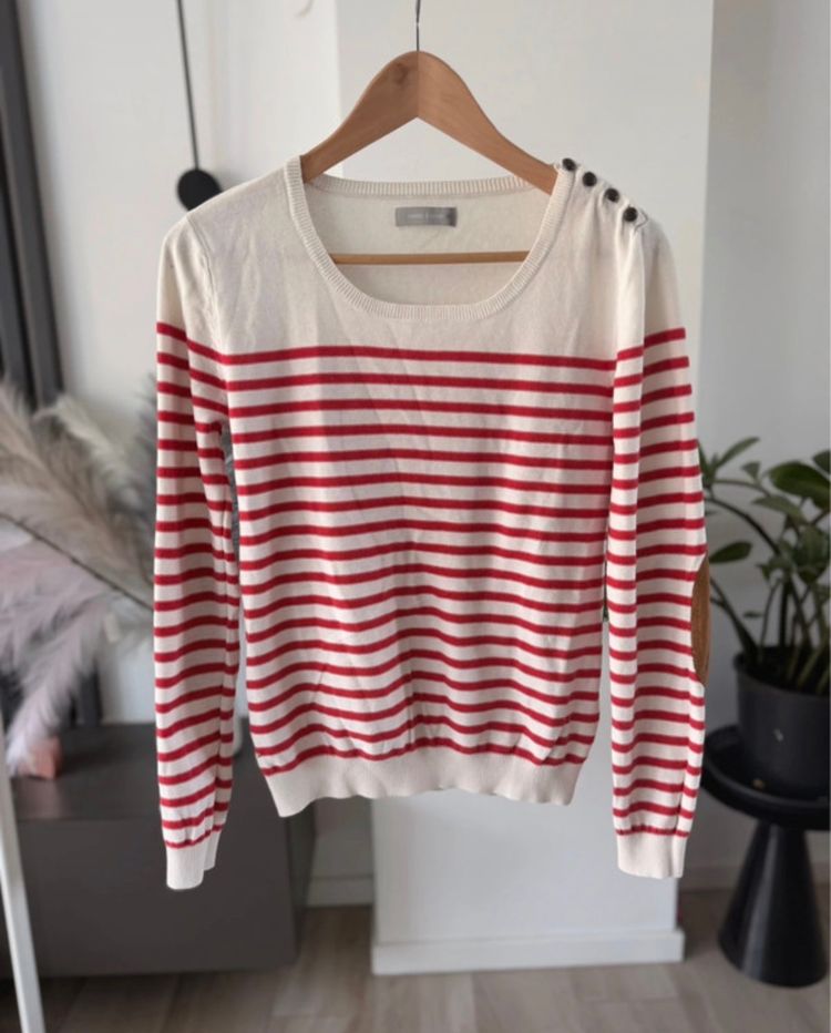 Striped Sweater With Shoulder Buttons