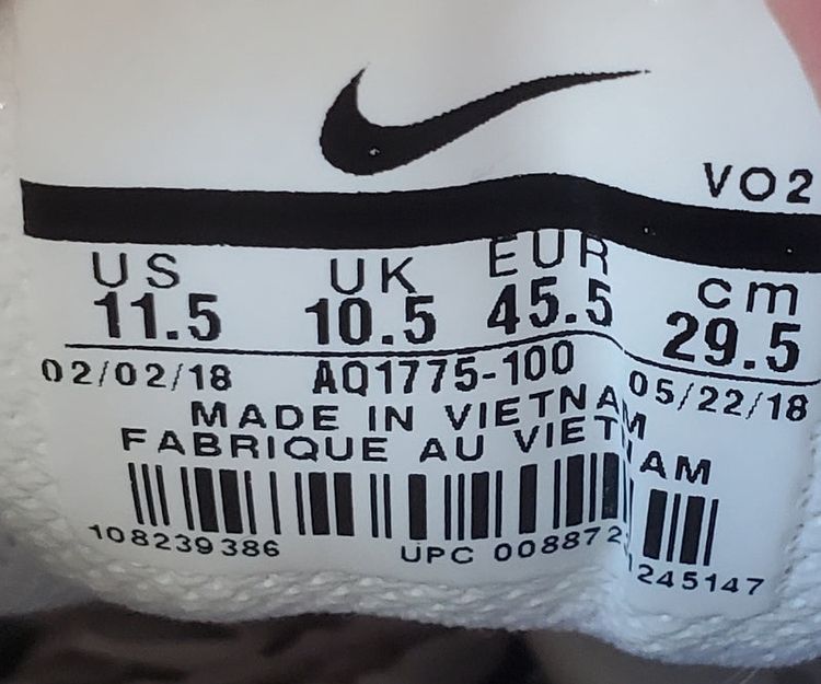 Nike Ebernon Low Leather Trainers UK10.5/US11.5/EU45.5 AQ1775-100 Triple White image 4