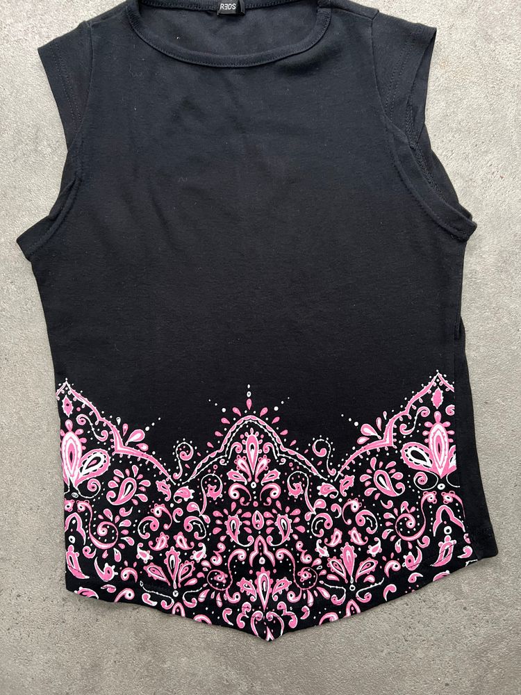 00s black floral vest top - Size S 2