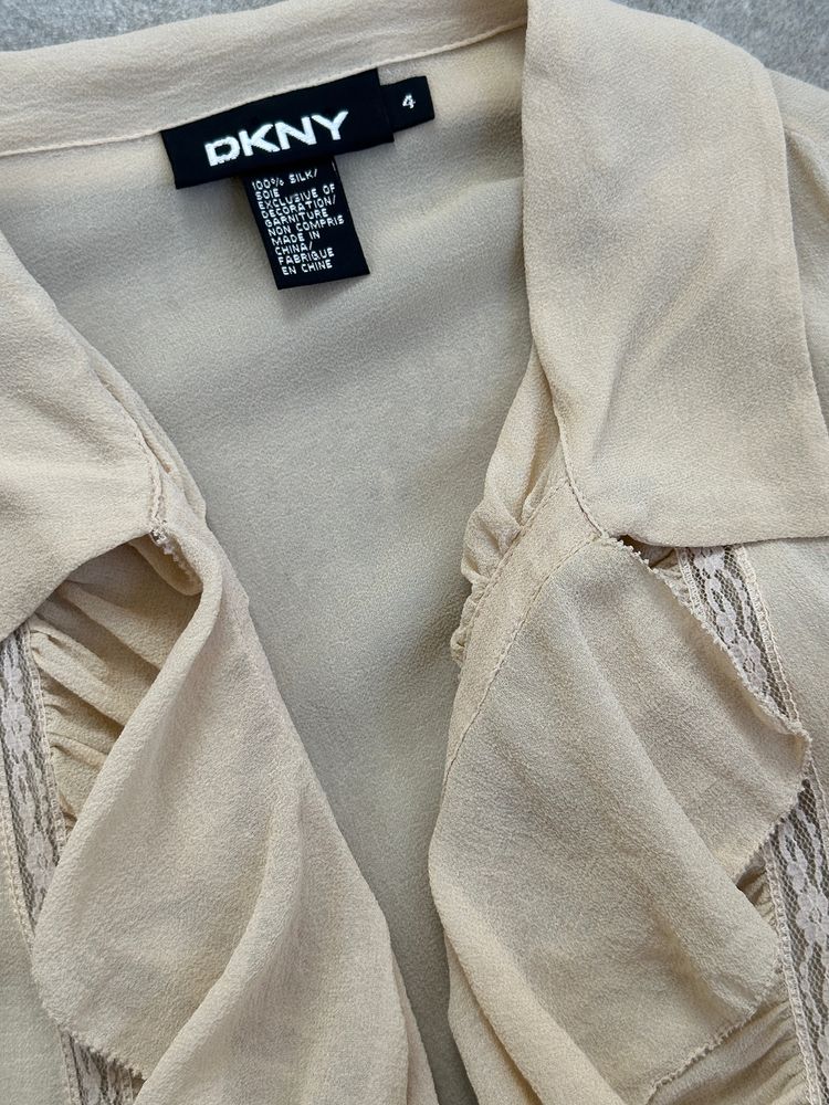 Donna Karan 2000s Pure Silk Sheer Ruffle Shirt - S imagen 8