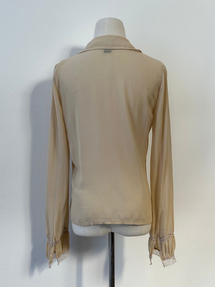 Donna Karan 2000s Pure Silk Sheer Ruffle Shirt - S imagen 4