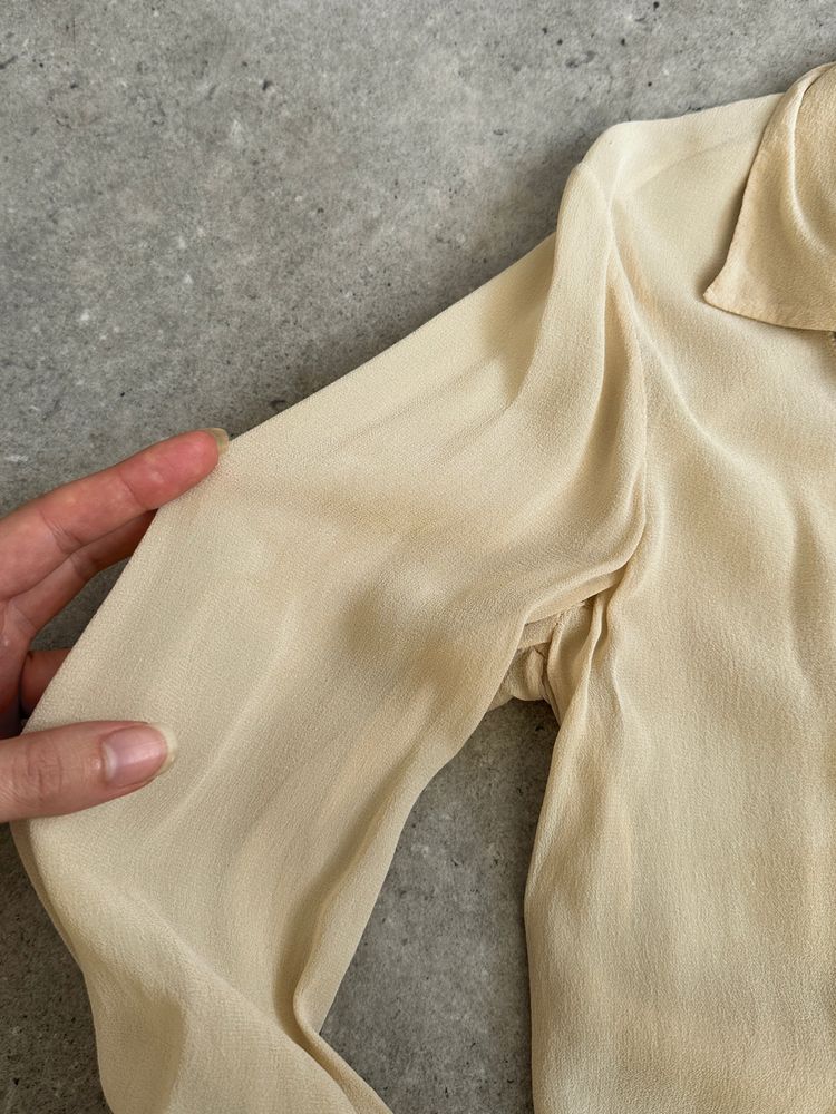Donna Karan 2000s Pure Silk Sheer Ruffle Shirt - S imagen 9
