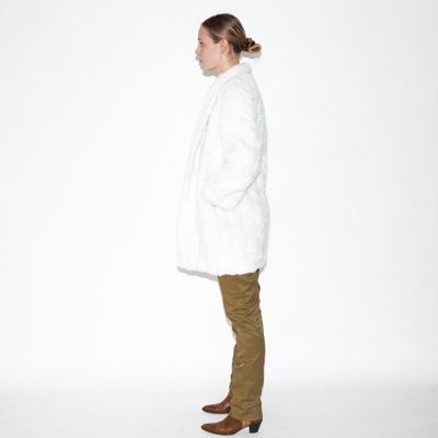 Vintage 90s warm faux fur coat in white 2