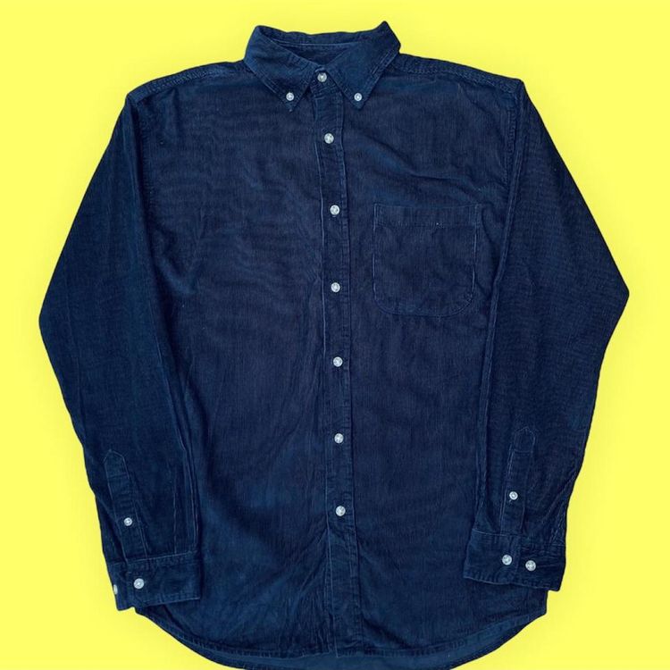 American Vintage Lavish Branded Full Button Up Corduroy Shirt in Black product image