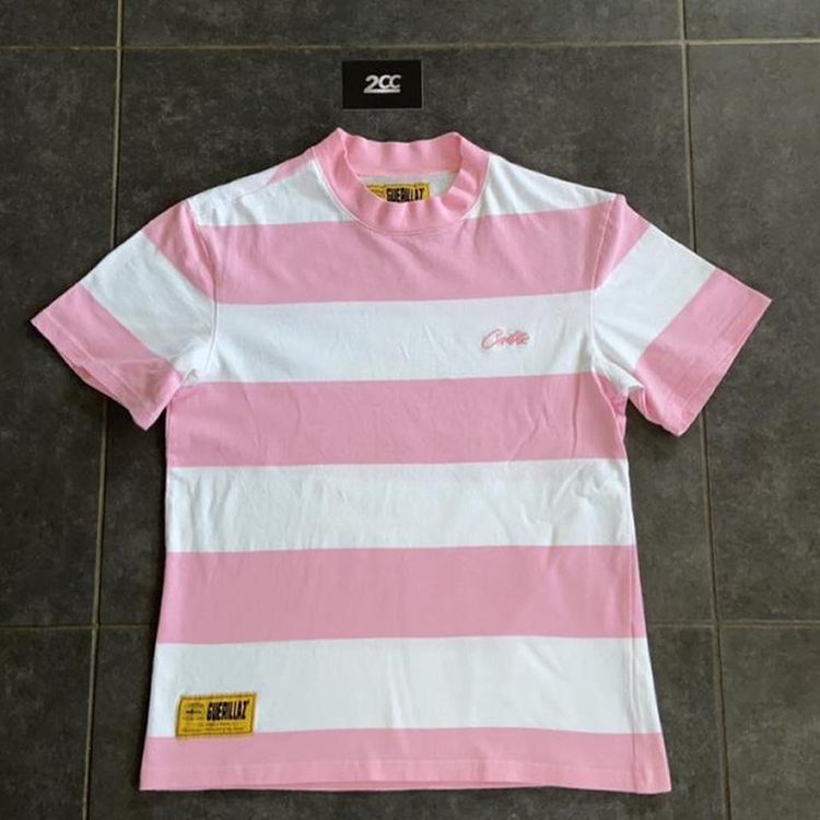 Places + Faces - Corteiz Striped Tee in White & Pink (Not places+faces) product image