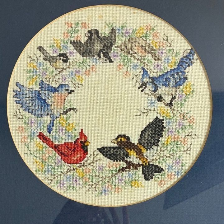 Framed Bird Cross-Stitch Embroidery Art image 3