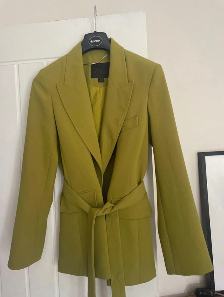 Zara Green Belted Blazer Jacket