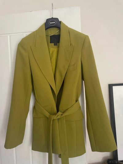 Zara Green Belted Blazer Jacket