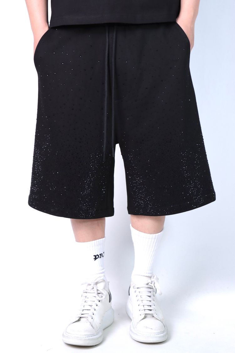 Black Shorts With Perforated Design