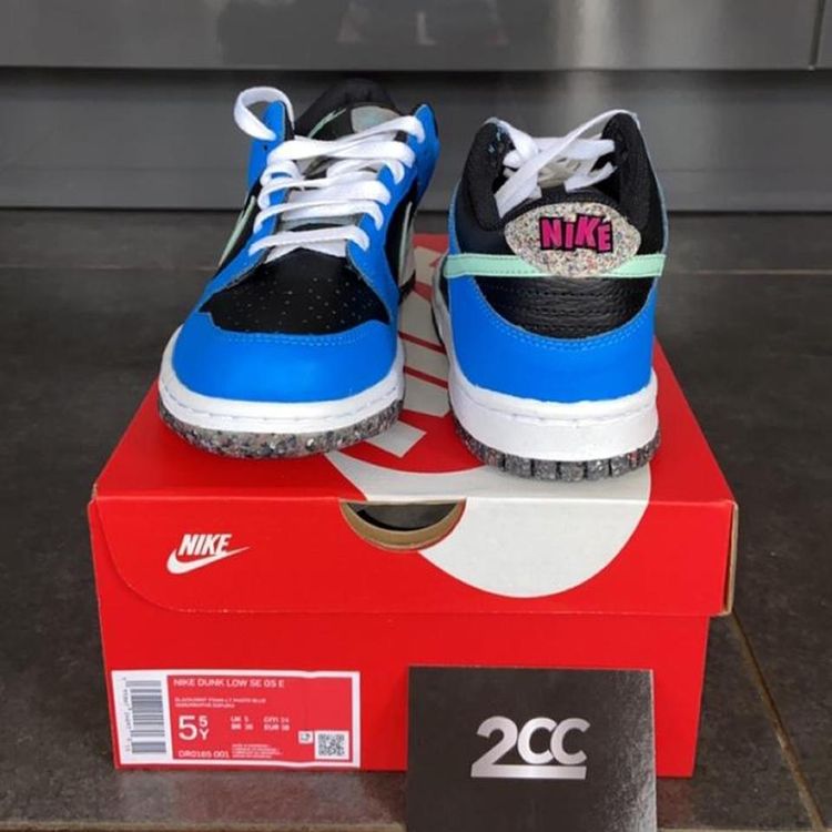 - Nike Dunk Low SE GS Mens - Black, Light Photo Blue, Active Pink & Mint Foam Colourway 3