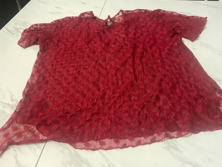 Red Lace Short Sleeve Top