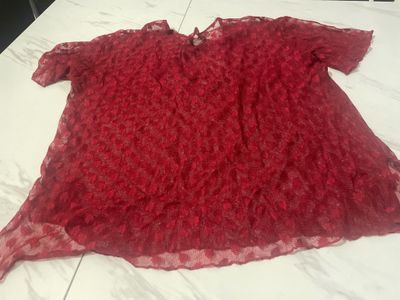 Red Lace Short Sleeve Top