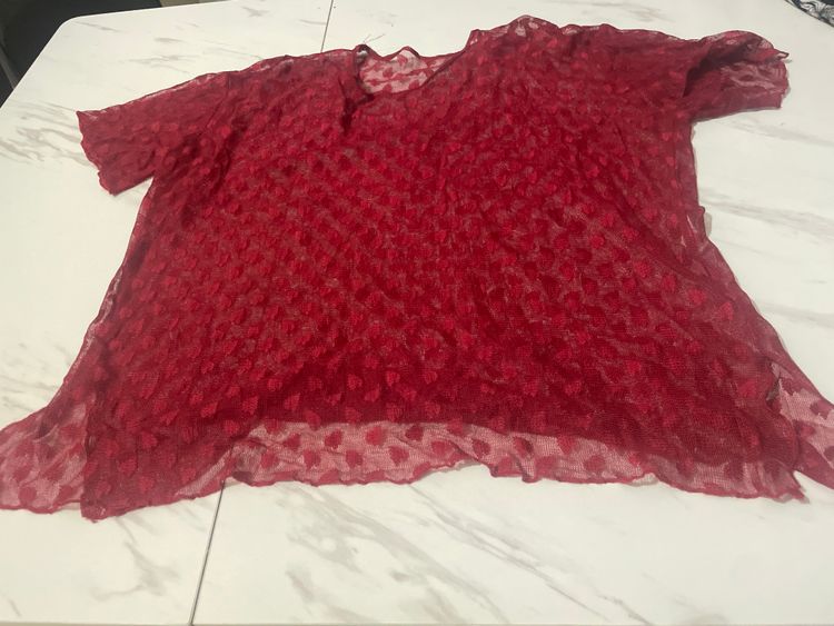 Red Lace Short Sleeve Top image 3