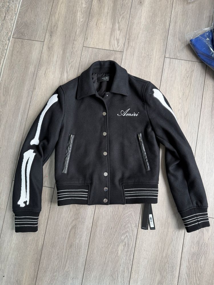 Amiri Black Jacket With Skeleton Arm Design