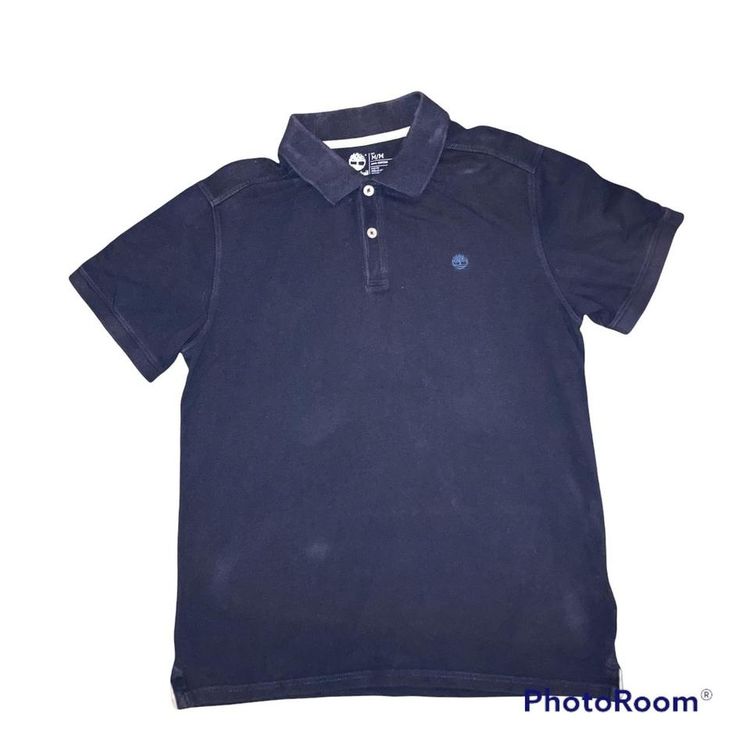 Vintage timberland navy blue washed out coloured polo shirt with small embroidered timberland logo