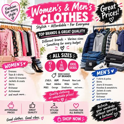 👗👔 Women’s & Men’s Clothing | Great Prices | Various Sizes & Brands