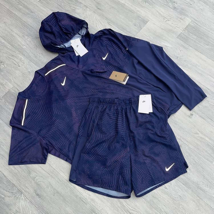 Nike Dri Fit Festival Miler Windbreaker, Top and 7" Challenger Shorts Set - Blue/Pink image 1