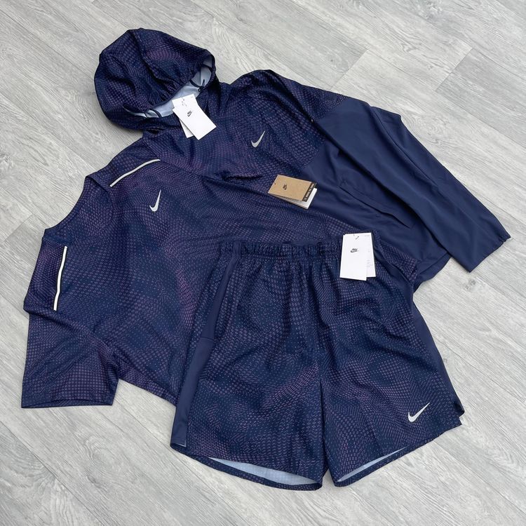 Nike Dri Fit Festival Miler Windbreaker, Top and 7" Challenger Shorts Set - Blue/Pink imagen 2