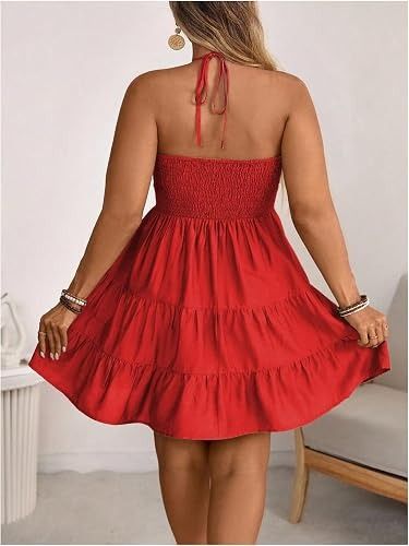 Red Halter Neck Dress imagen 5
