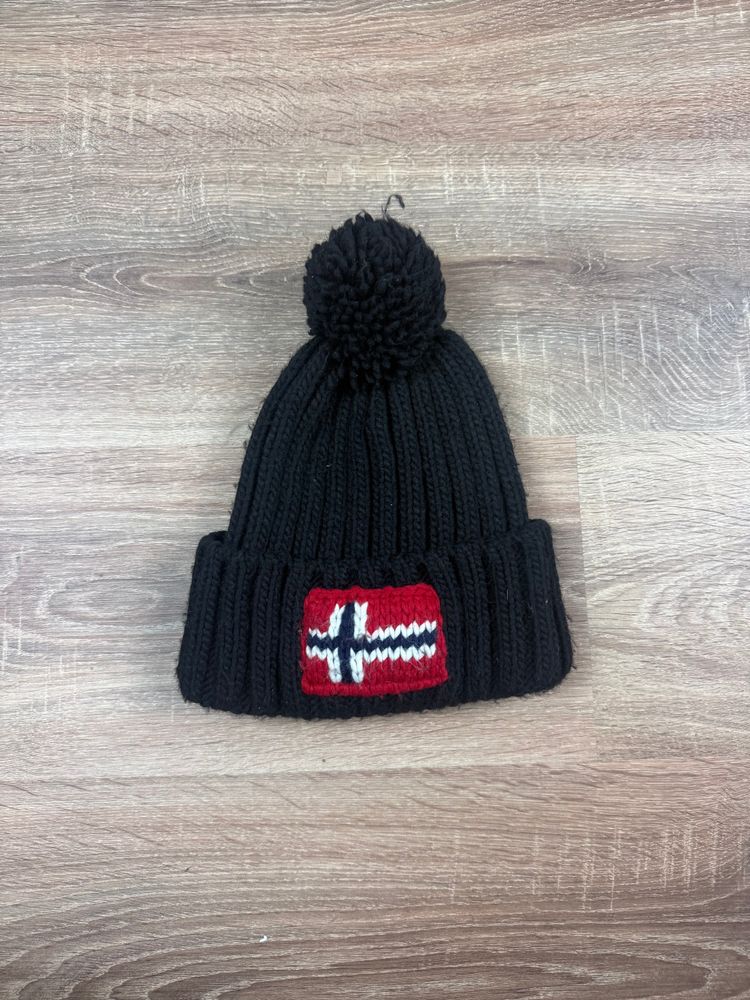 Black Napapijri Wool Blend Bobble Beanie image 1