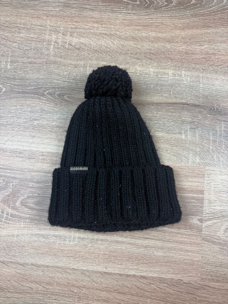 Black Napapijri Wool Blend Bobble Beanie image 3
