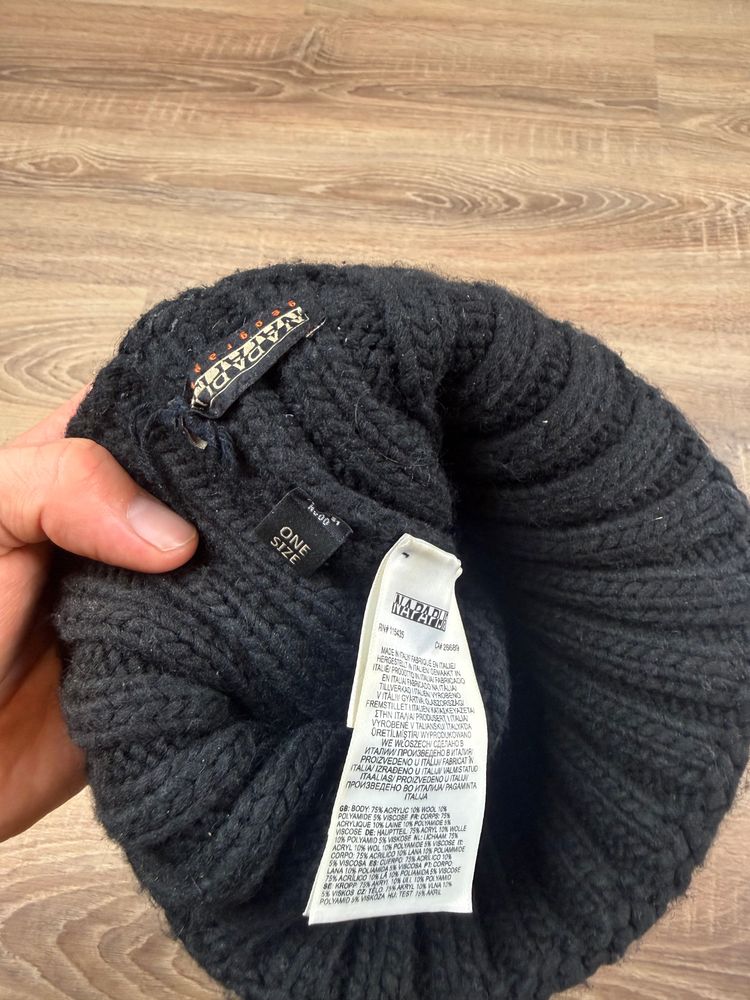 Black Napapijri Wool Blend Bobble Beanie image 4