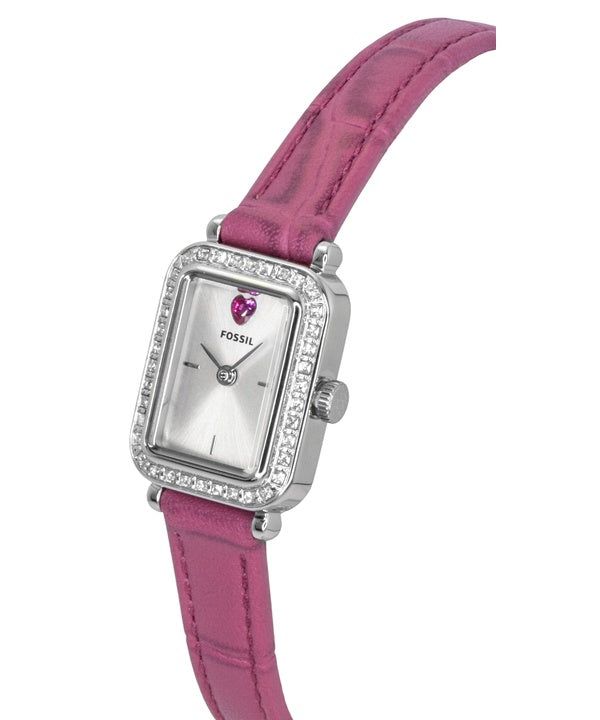Immagine di Fossil Raquel Mini Pink Leather Strap Silver Dial Quartz ES5466 Women's Watch 2