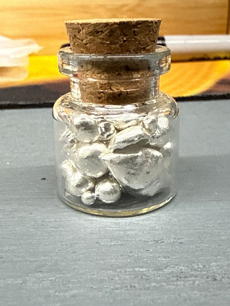 Small Glass Jar With Silver Nuggets