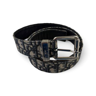 Dior Men’s Oblique Belt With Silver Buckle - 95 (Uk 32-36)