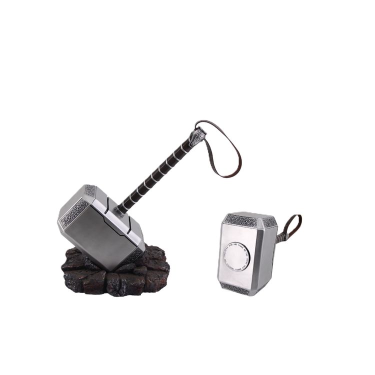Marvel Resin Thor Hammer 'Mjolnir' 1:1 Replica with Rock Base DAMAGED image 1