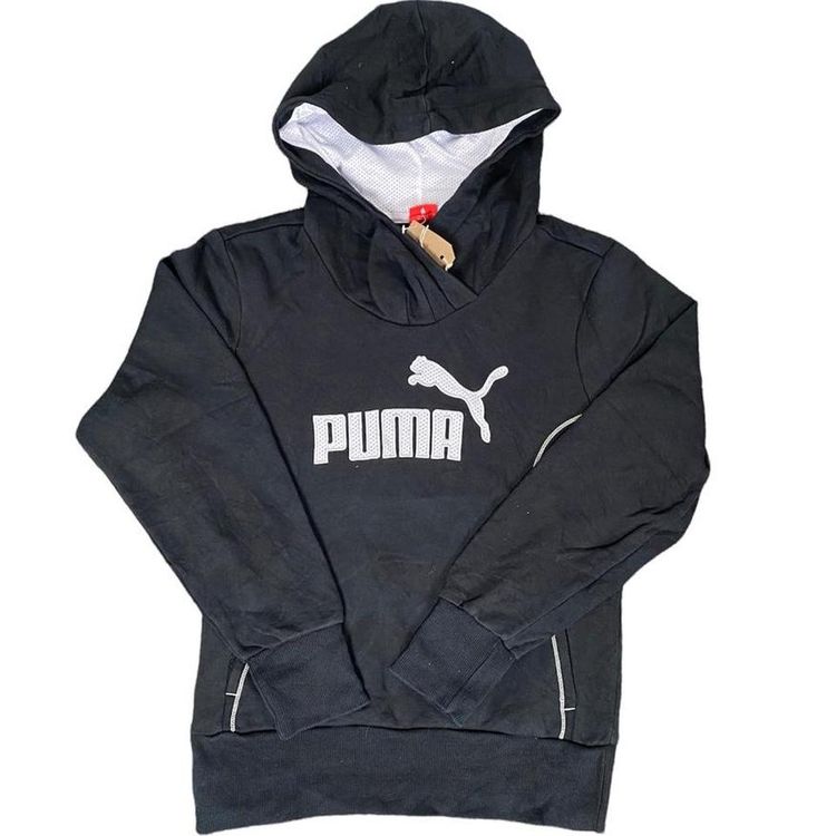 Black Puma Embroidered Spellout Hoodie