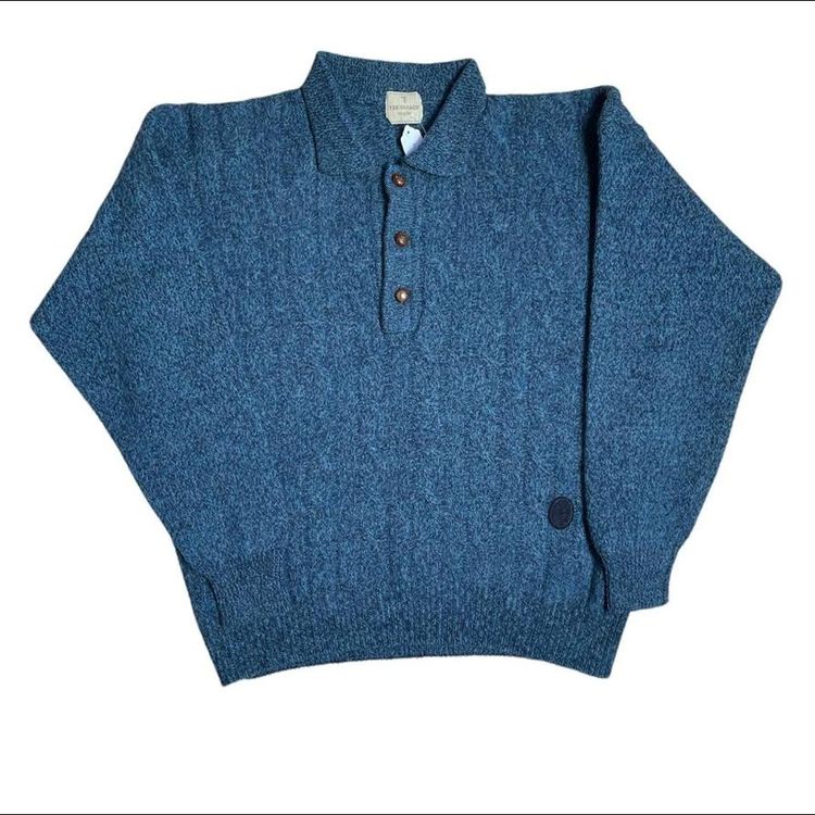 Blue Trussardi Quarter Button Knit Jumper