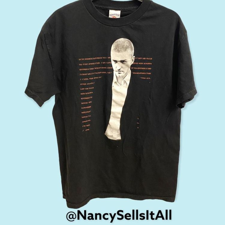 American Vintage Justin Timberlake black tour 2007 t shirt printed. Futuresex / loveshow tour USA   stadium tour product image