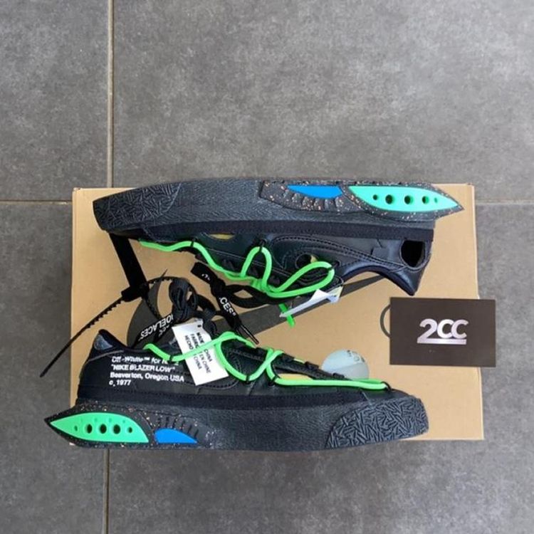 - Nike Blazer Low Off-White Black Electro Green image 2