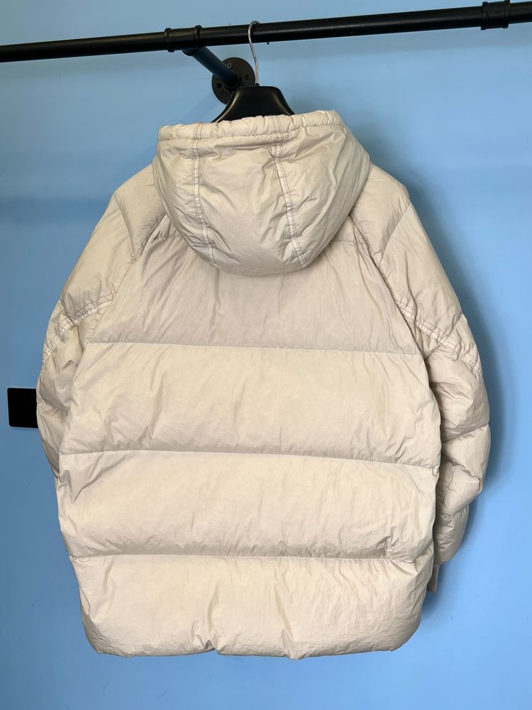 XL Stone Island Light Beige Garment Dyed Crinkle Reps R-NY Down Coat Jacket 4