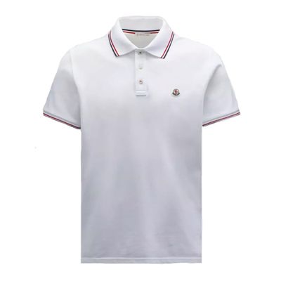 MONCLER SS LOGO PATCH POLO IN WHITE