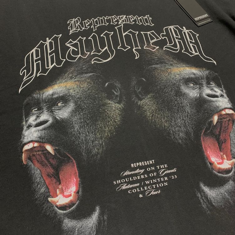Represent XS Mayhem Vintage Black Tee Gorilla Graphic 7
