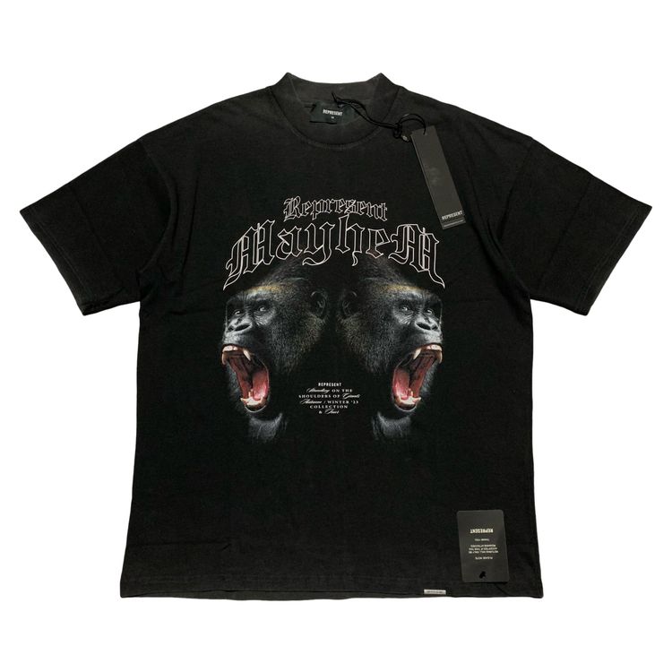 Represent XS Mayhem Vintage Black Tee Gorilla Graphic
