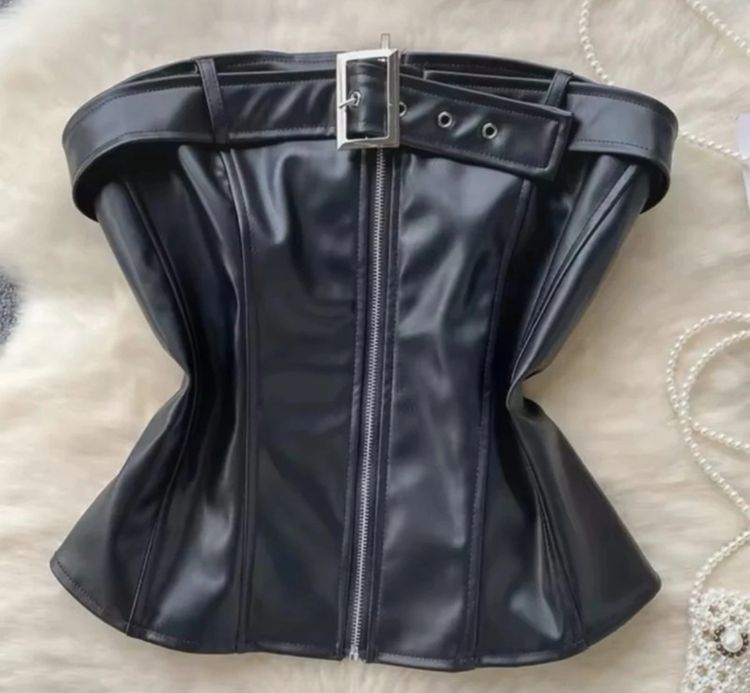 y2k leather tube top image 1