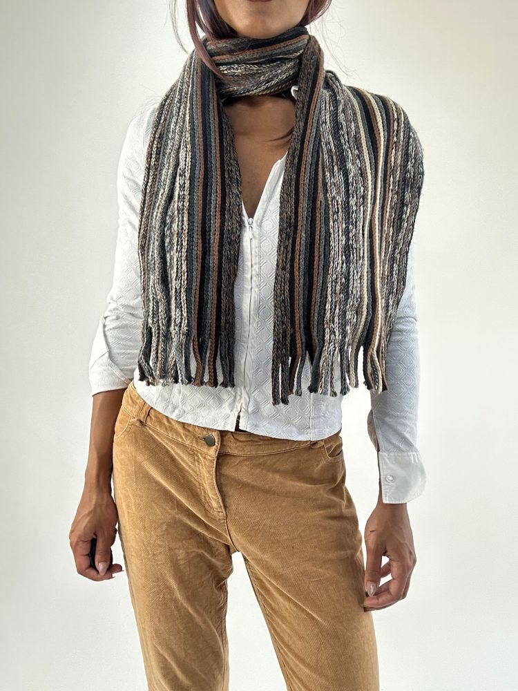 Other WINTER FAVOURITES | brown knitted stripy scarf product image