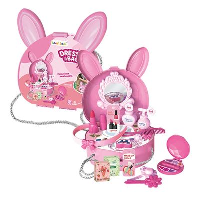 Bunny Rabbit Carry Case Travel Dresser Bag Beauty Station 23 Piece Play Set with Shoulder Strap - Pink - Easter Toys & Gift
