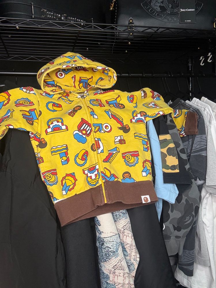Vintage A Bathing Ape BabyMilo kids Yellow Graphic Hoodie