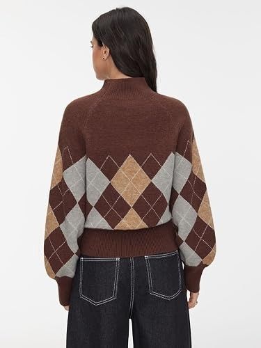Brown Argyle Knit Sweater