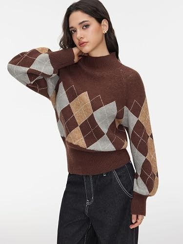 Brown Argyle Knit Sweater image 4