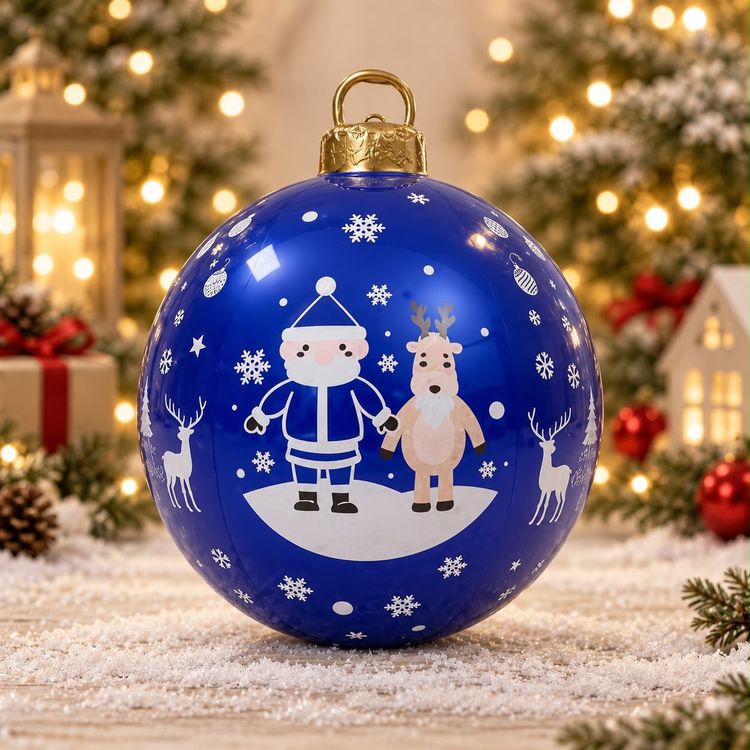 LED Blue  Santa Christmas Ornament Ball
